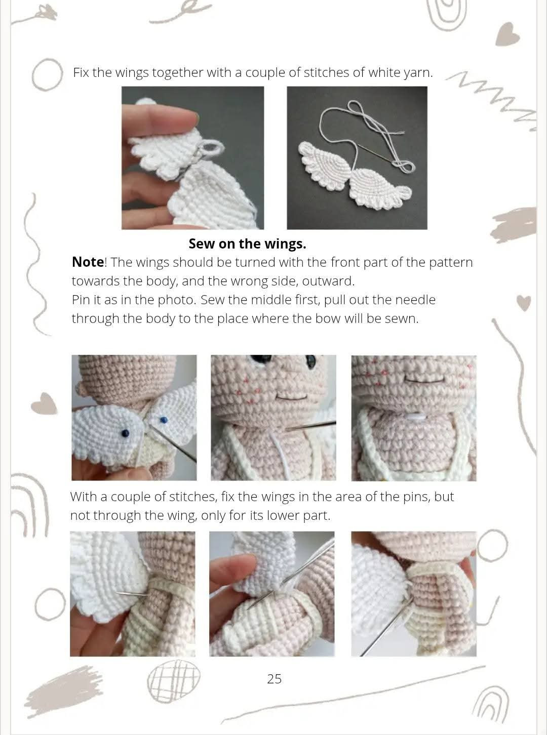 Crochet Toy Pattern: Angel (Cupid) Doll with Wings
