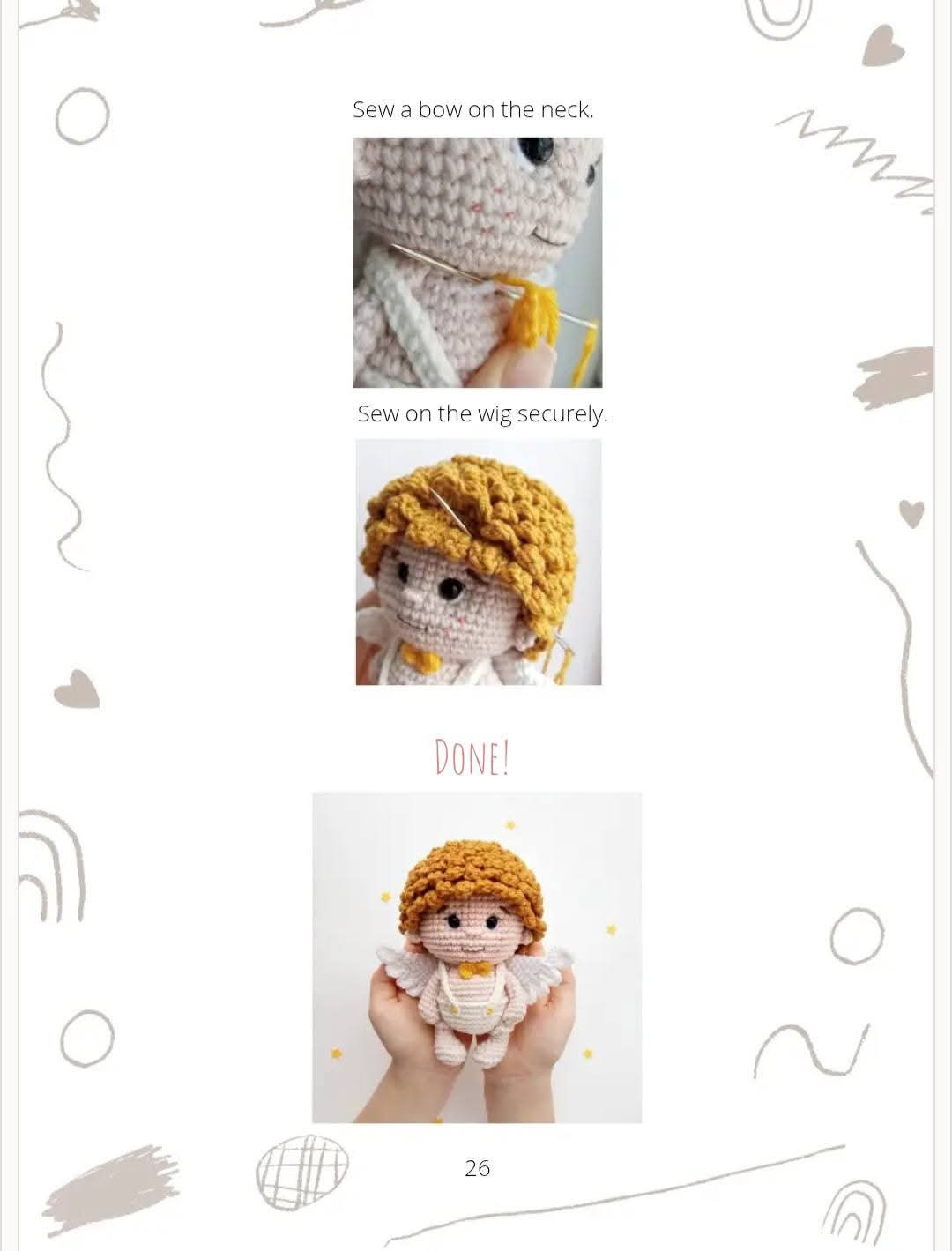 Crochet Toy Pattern: Angel (Cupid) Doll with Wings