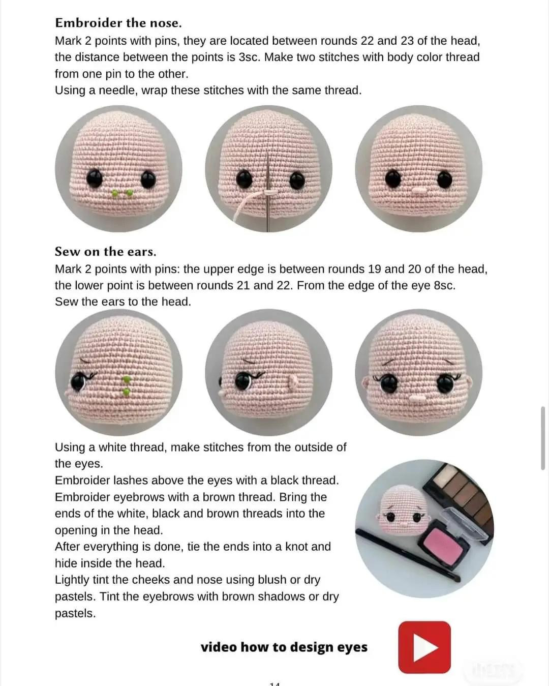 Crochet Toy Pattern 'Doll Martha' - Amigurumi Doll with Pink Dress and Cream Hair