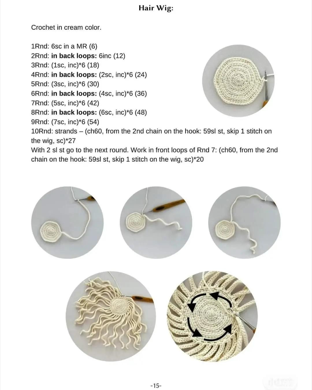 Crochet Toy Pattern 'Doll Martha' - Amigurumi Doll with Pink Dress and Cream Hair