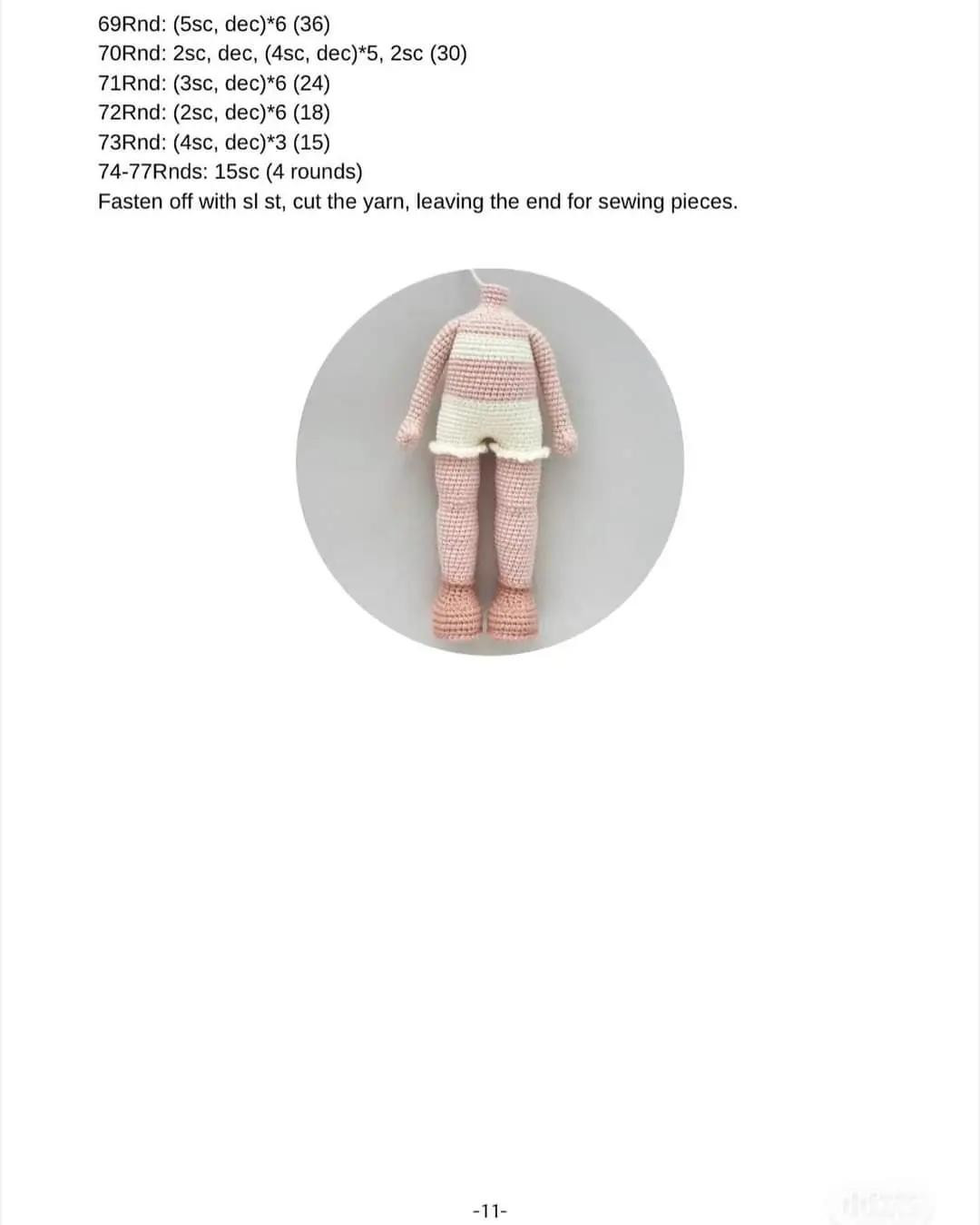 Crochet Toy Pattern 'Doll Martha' - Amigurumi Doll with Pink Dress and Cream Hair