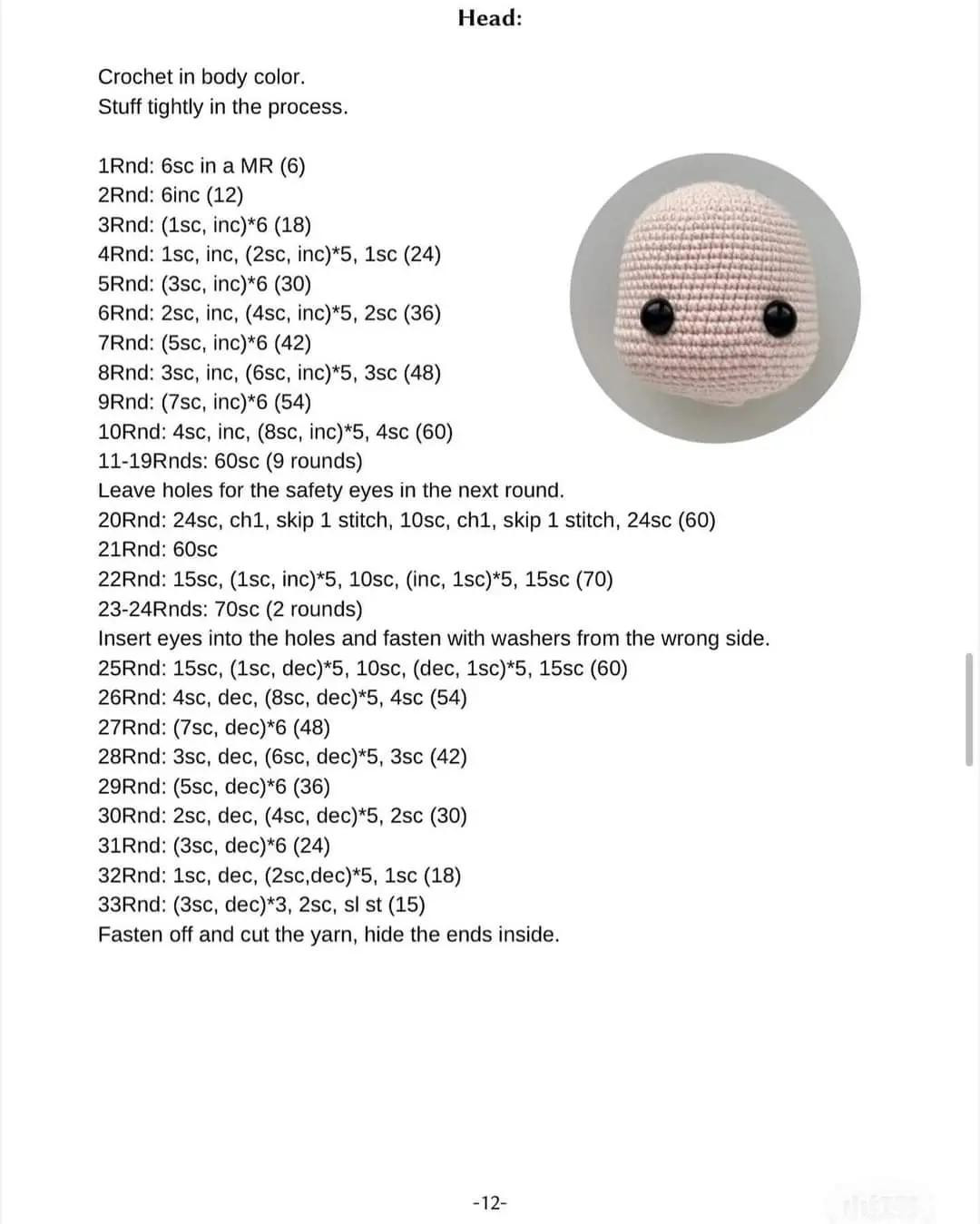 Crochet Toy Pattern 'Doll Martha' - Amigurumi Doll with Pink Dress and Cream Hair