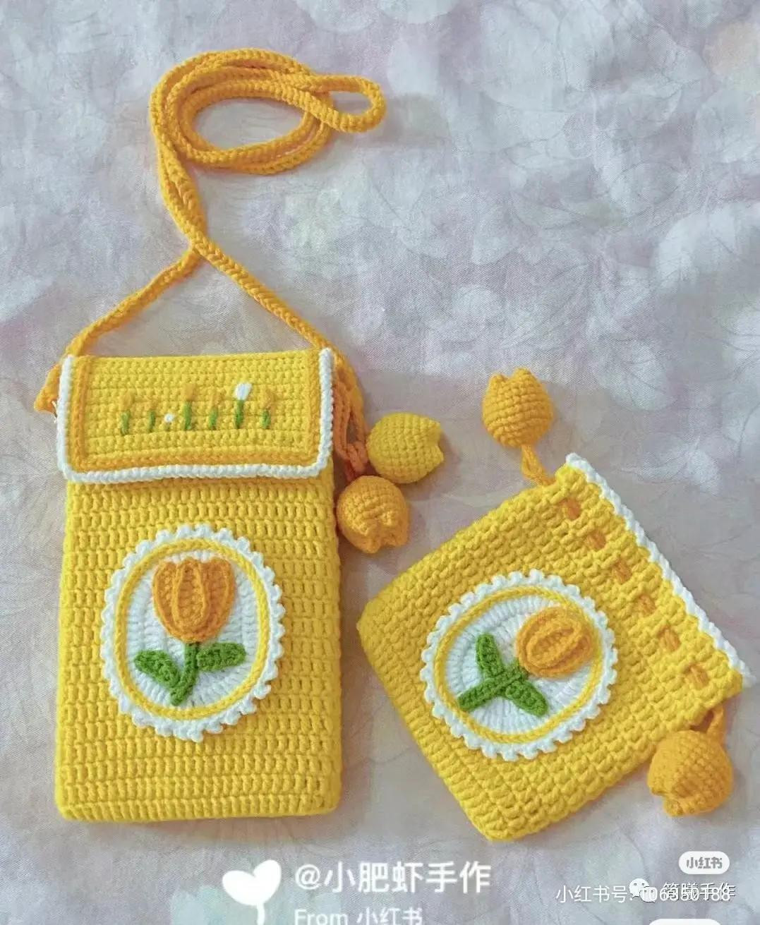 Crochet Tulip Bag and Coin Purse Pattern Chart with Instructions