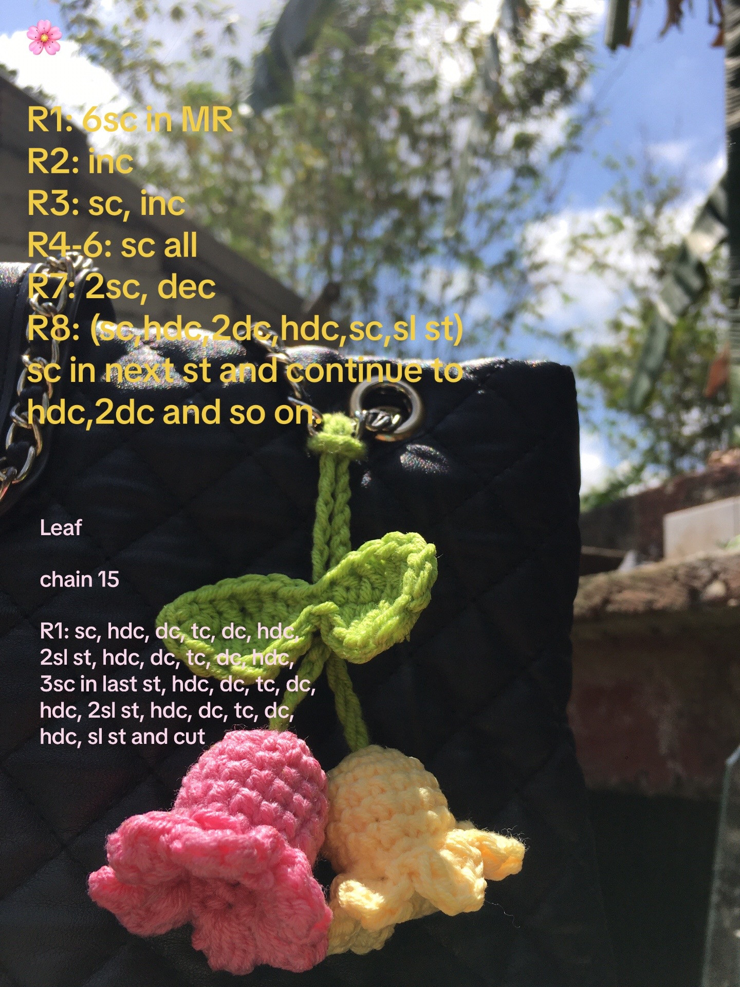 Crochet Tulip Keychain Pattern Tutorial