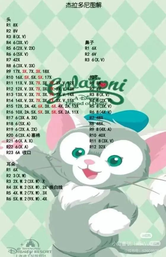 Crochet Tutorial Chart for Disney Duffy Friends Characters