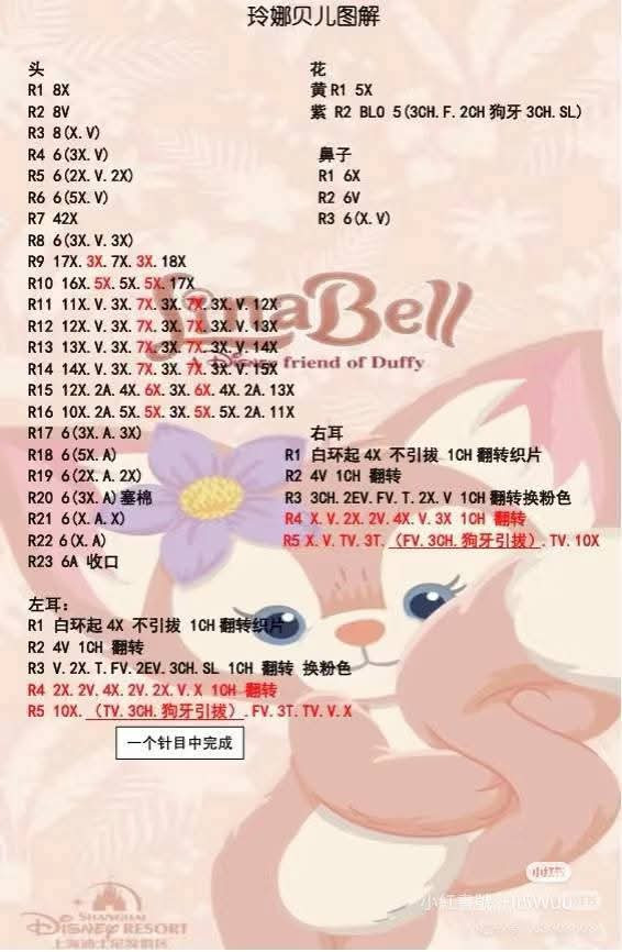 Crochet Tutorial Chart for Disney Duffy Friends Characters