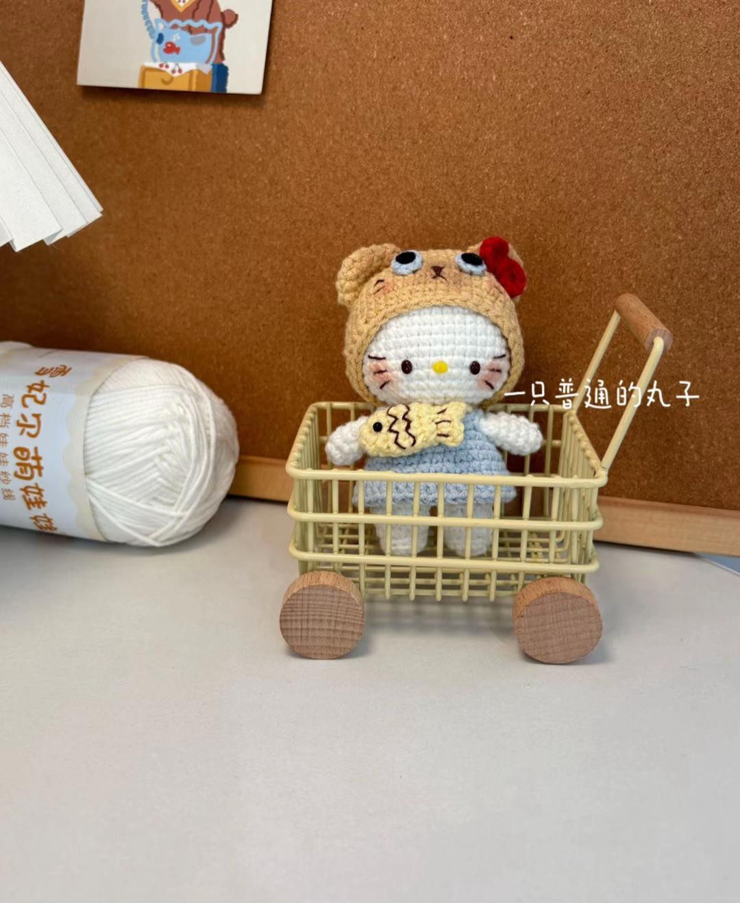 Crochet Tutorial: Hello Kitty wearing Bear Hoodie holding Fish