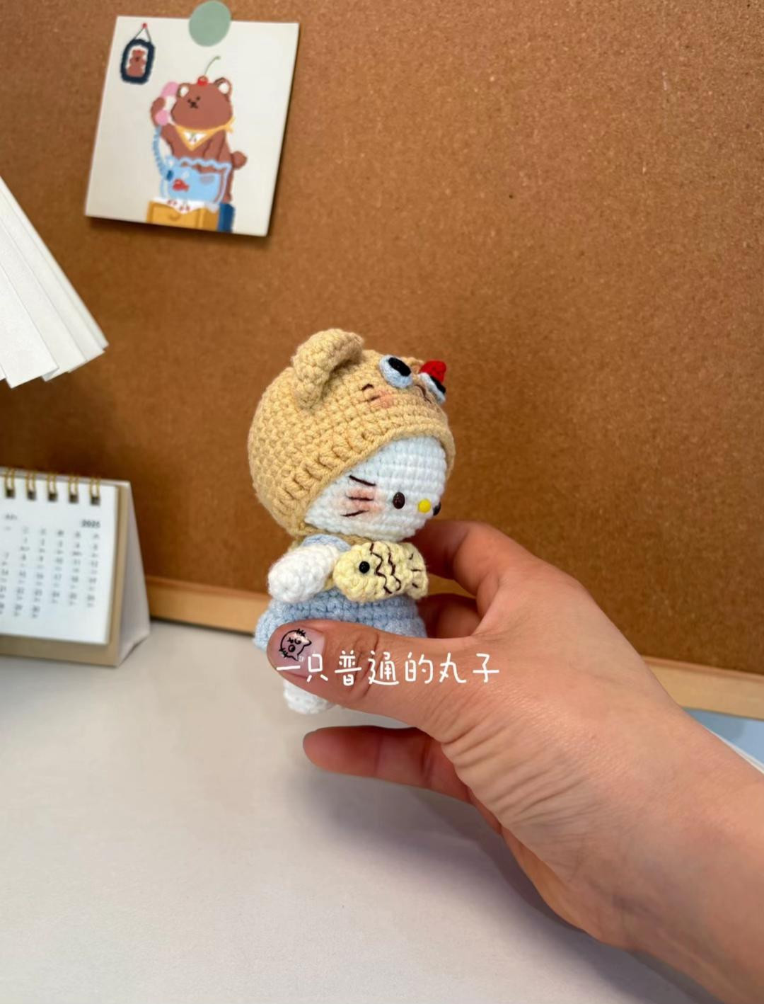 Crochet Tutorial: Hello Kitty wearing Bear Hoodie holding Fish