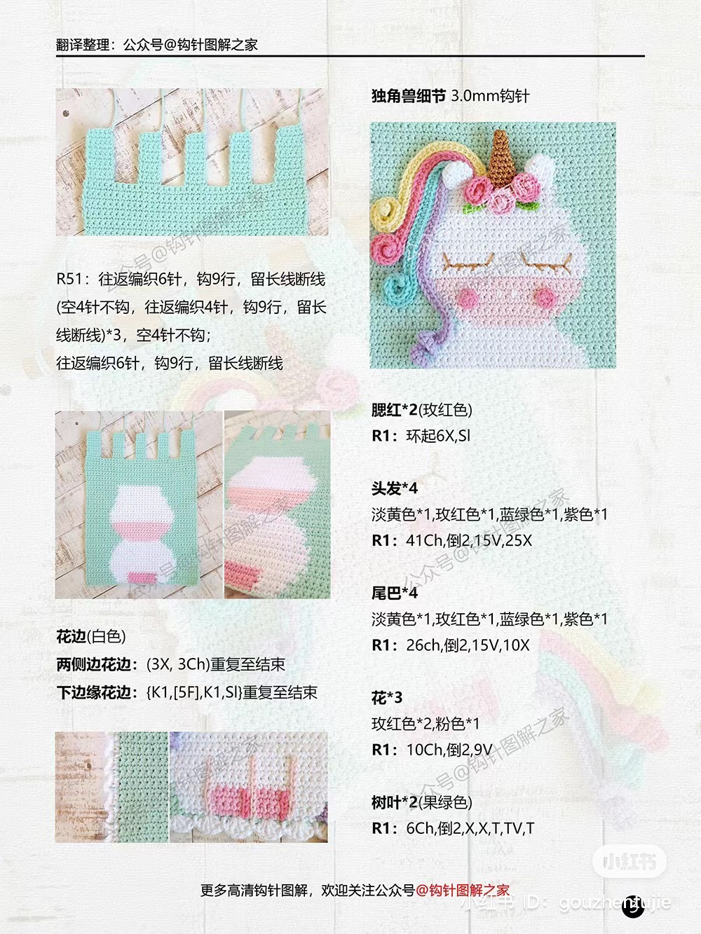 Crochet Unicorn Wall Hanging Pattern with Chart and Instructions