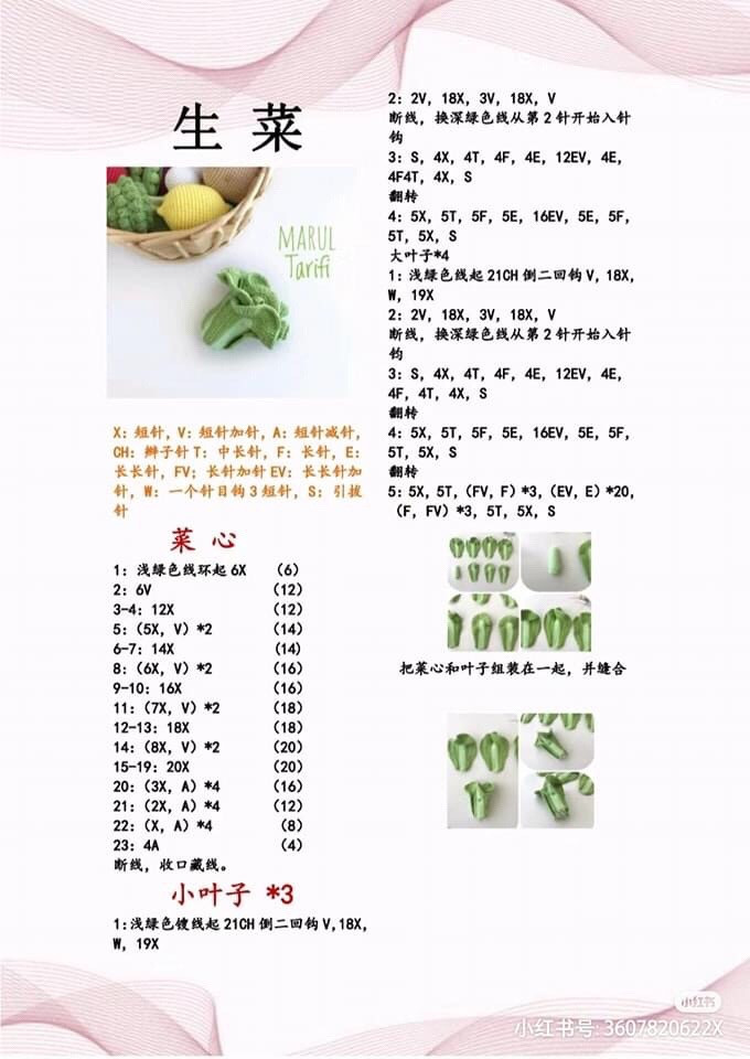 Crochet Vegetable Pattern: Lemon, Peas, Beetroot, Mushroom, Zucchini