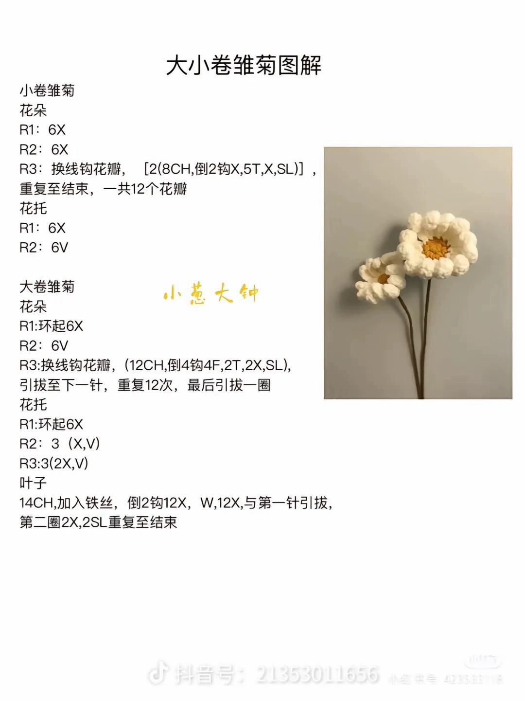 Crochet Vintage Dried Flowers Chart: Cotton, Daisy, Pinecone