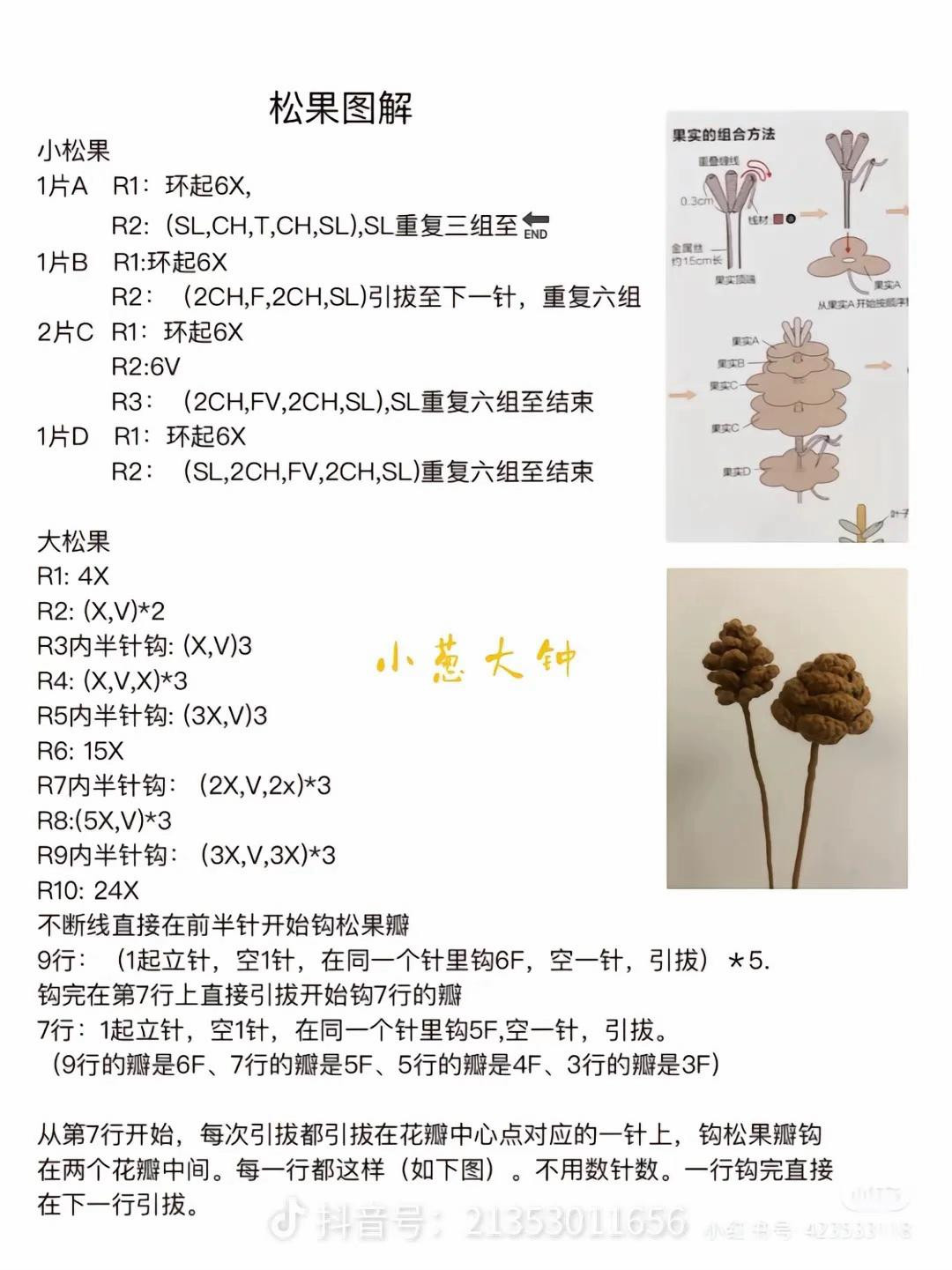 Crochet Vintage Dried Flowers Chart: Cotton, Daisy, Pinecone