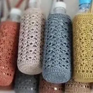 Crochet Water Bottle Cozy with Handle and Free Chart Pattern