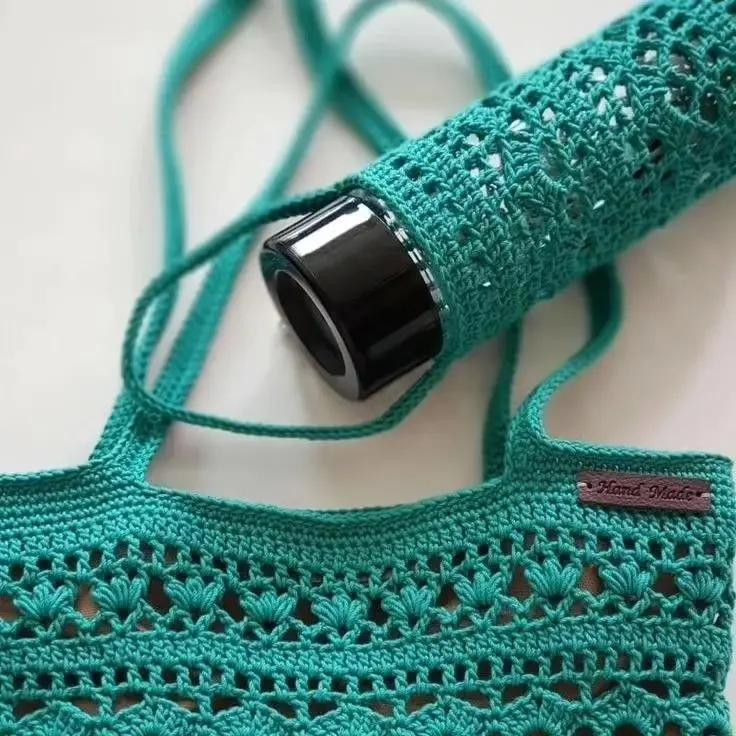 Crochet Water Bottle Cozy with Handle and Free Chart Pattern