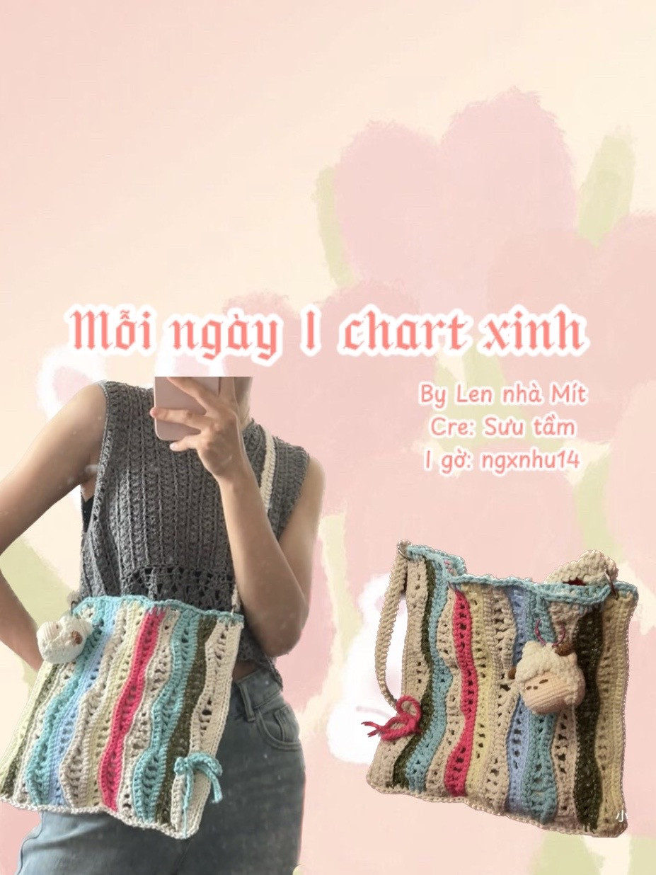 Crochet Wave Striped Tote Bag Pattern Chart