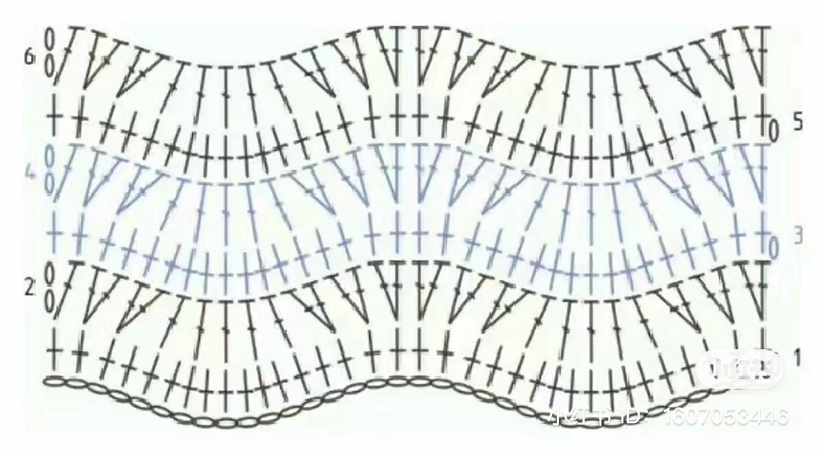 Crochet wavy blue and white gradient scarf pattern chart