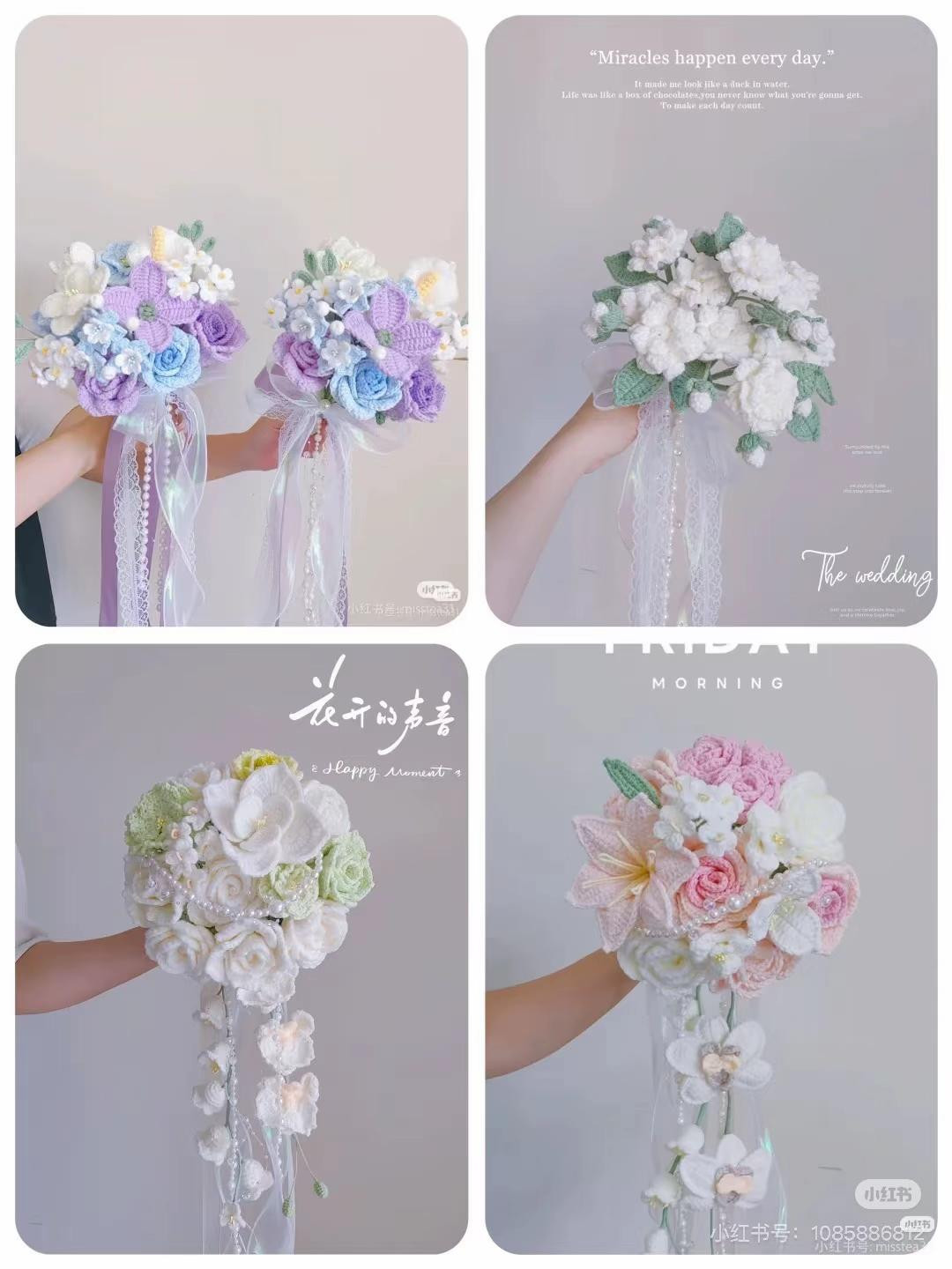 Crochet Wedding Bouquet Pattern with Rose Tutorial