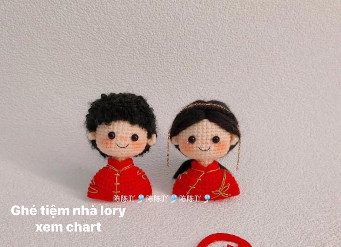 Crochet Wedding Couple Doll Chart: Western and Chinese Style Patterns