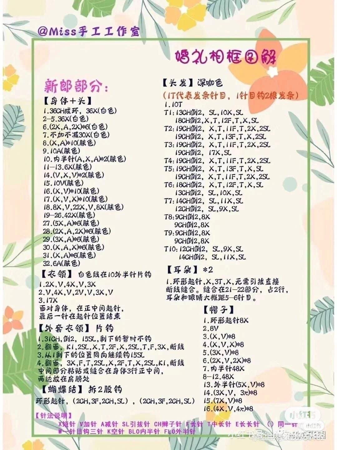 Crochet Wedding Couple Doll Chart: Western and Chinese Style Patterns