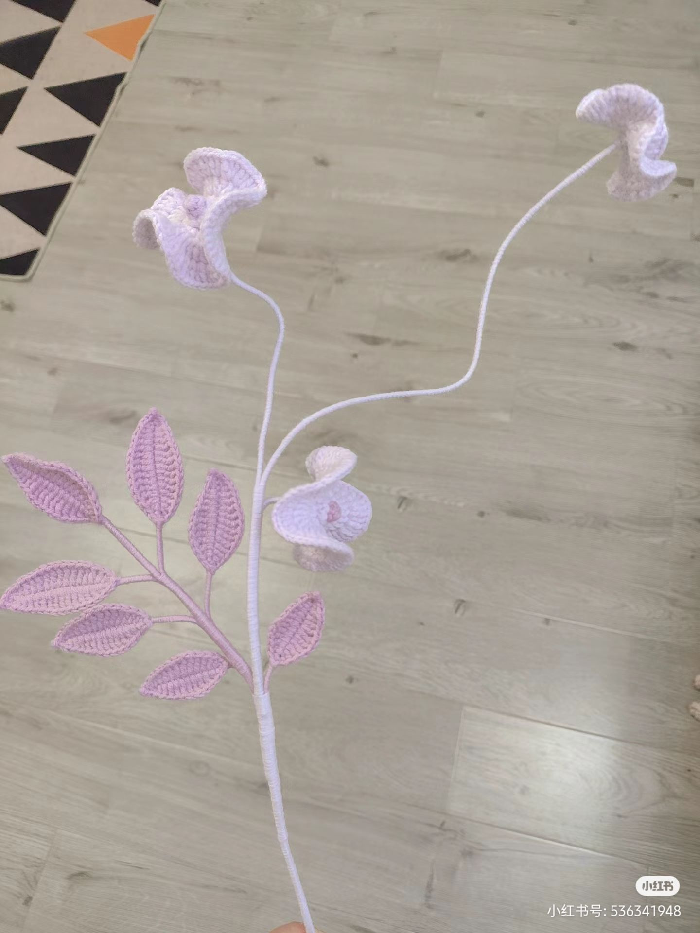 Crochet Willow Pattern Tutorial: Green and Purple Flower Branch