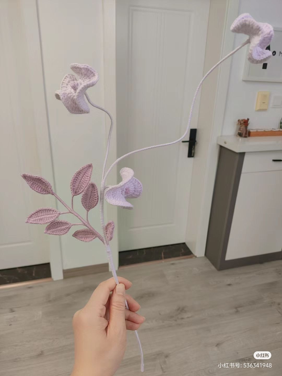 Crochet Willow Pattern Tutorial: Green and Purple Flower Branch