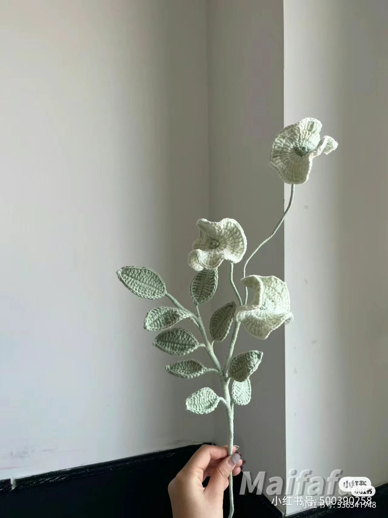 Crochet Willow Pattern Tutorial: Green and Purple Flower Branch