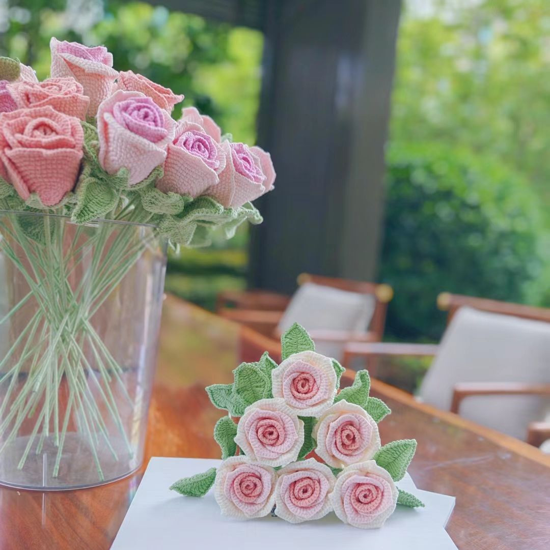 Crochet Wine Glass Rose Pattern Chart and Tutorial