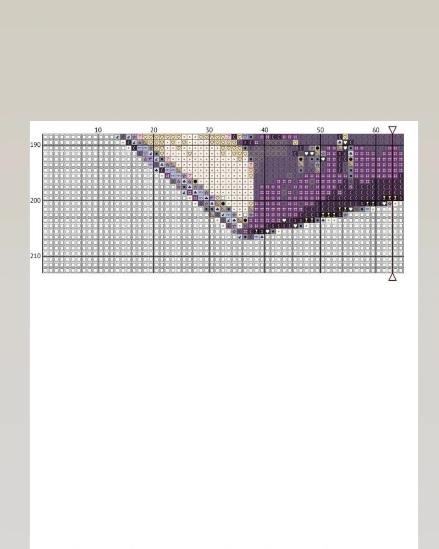 Cross Stitch Pattern Chart: Purple Pansies and Stack of Books