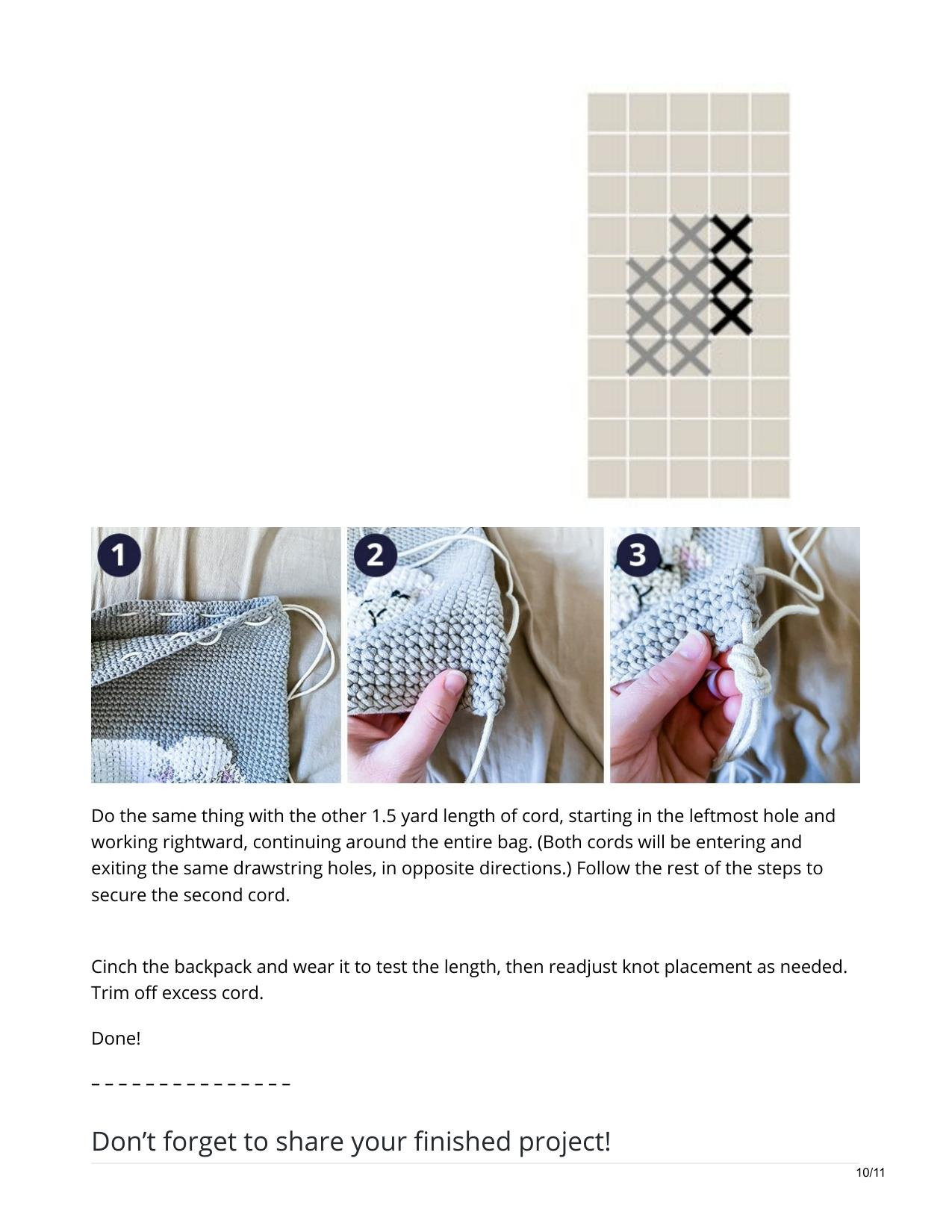Cross-stitched Lamb Cinched Backpack Pattern by Yarn + Chai