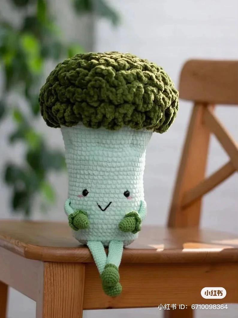 Cute Amigurumi Broccoli Doll Crochet Pattern Chart - Vegetable Series