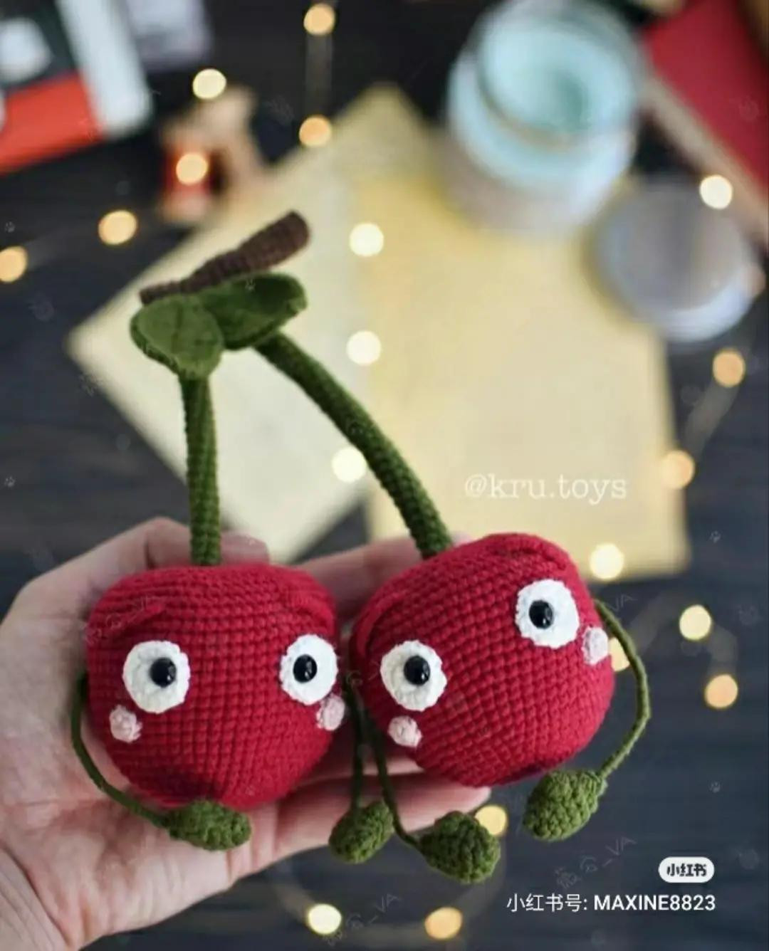 Cute Amigurumi Cherry Doll Crochet Pattern with Detailed Flat Chart Instructions