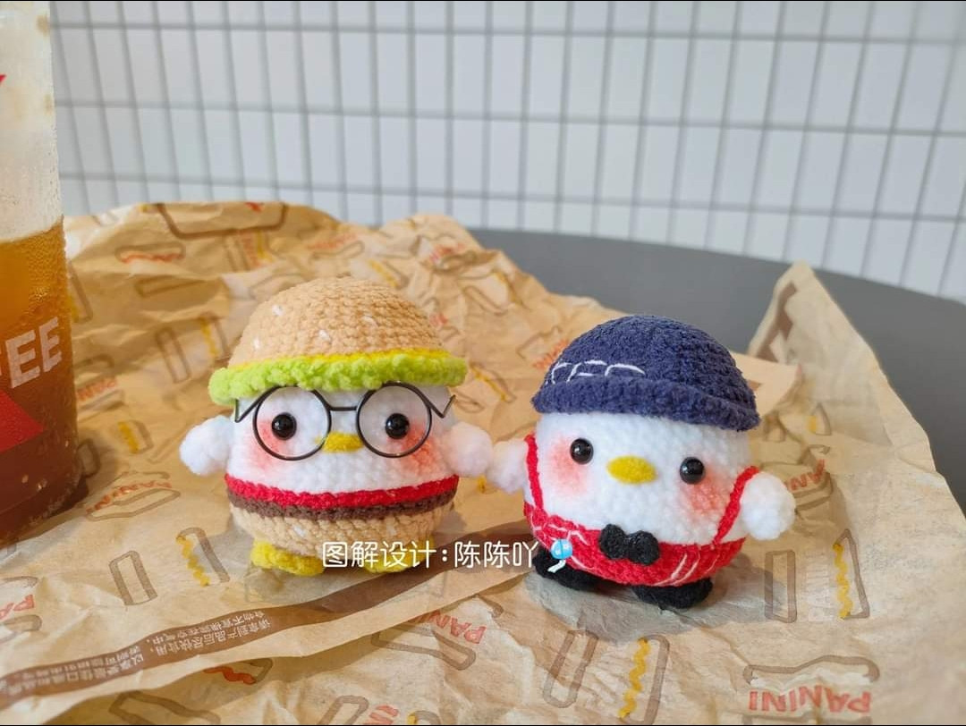 Cute Amigurumi Chicken Dolls Pattern: KFC, Burger, Strawberry, Rabbit