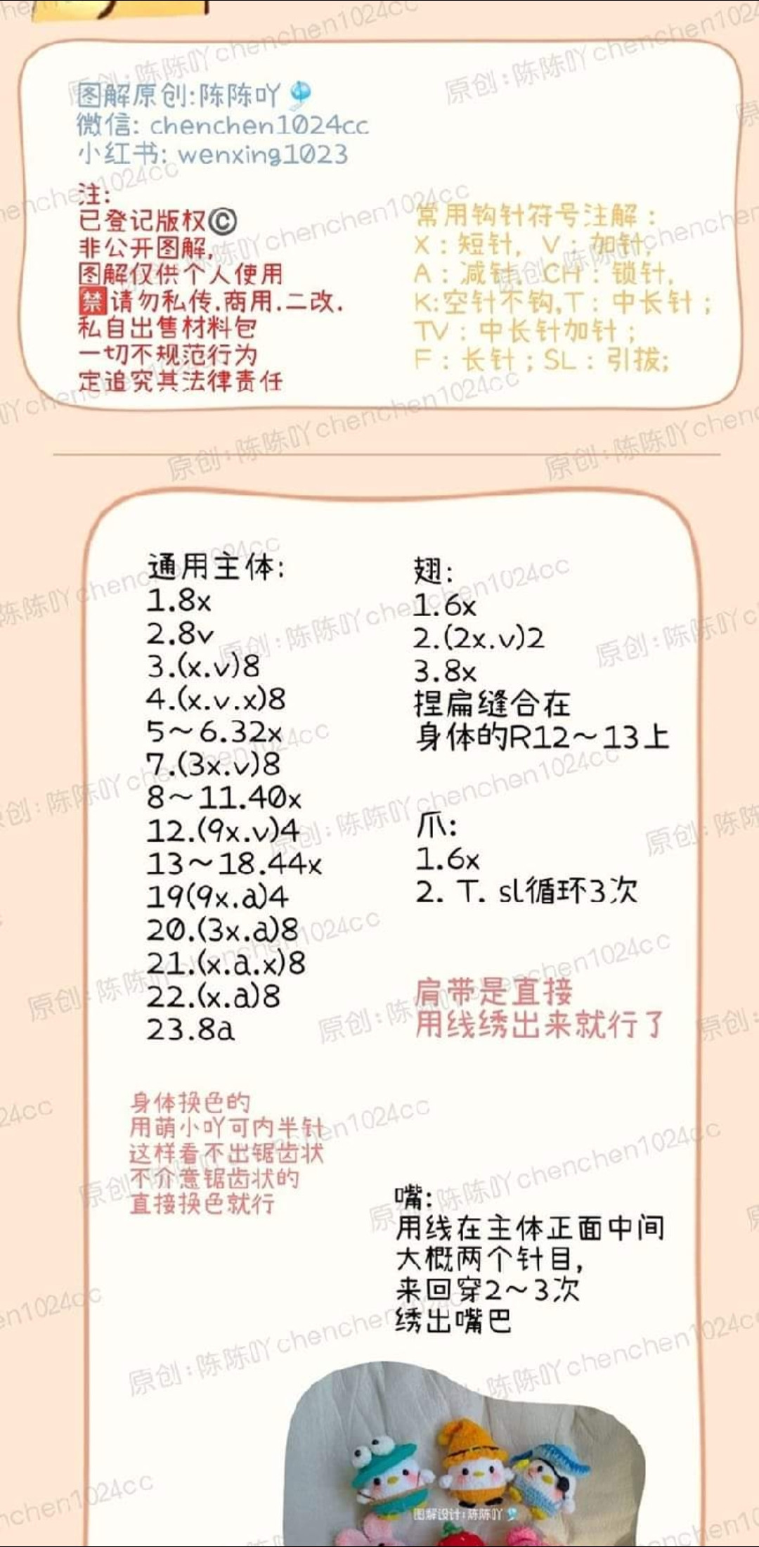 Cute Amigurumi Chicken Dolls Pattern: KFC, Burger, Strawberry, Rabbit