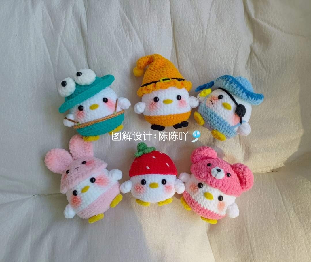 Cute Amigurumi Chicken Dolls Pattern: KFC, Burger, Strawberry, Rabbit