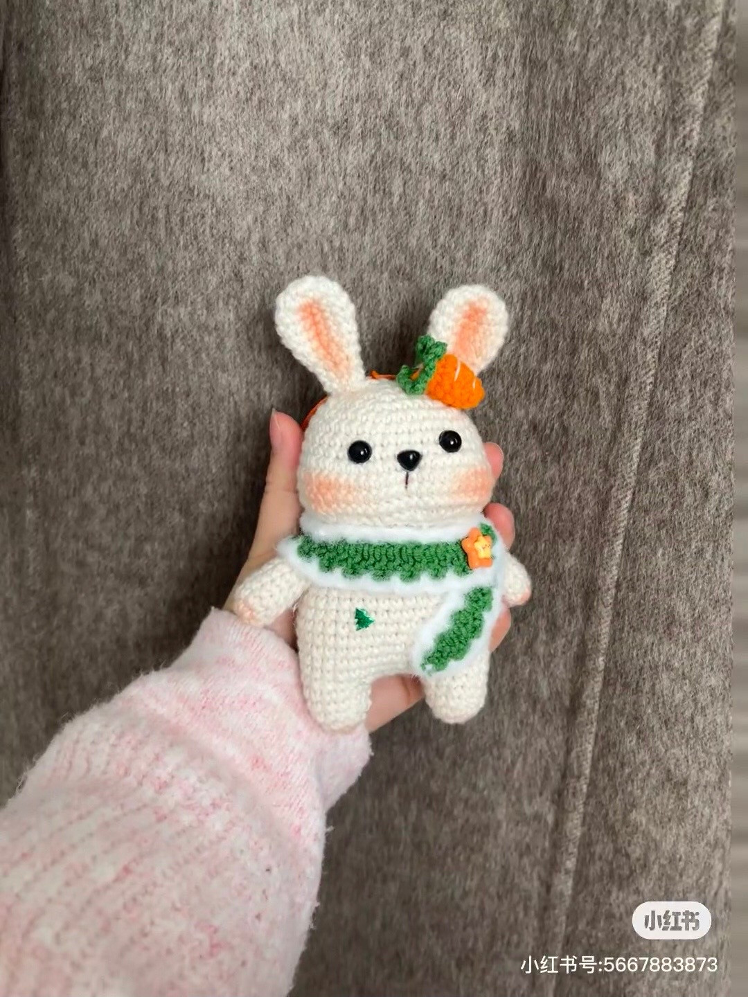 Cute Amigurumi Rabbit with Carrot and Green Scarf Pattern