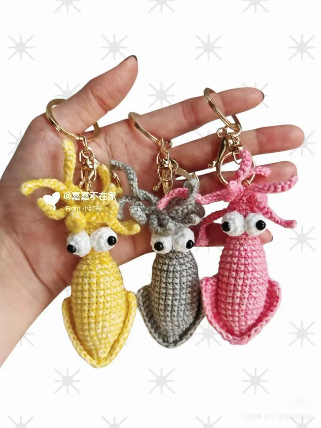 Cute Amigurumi Squid Keychain Crochet Pattern Chart