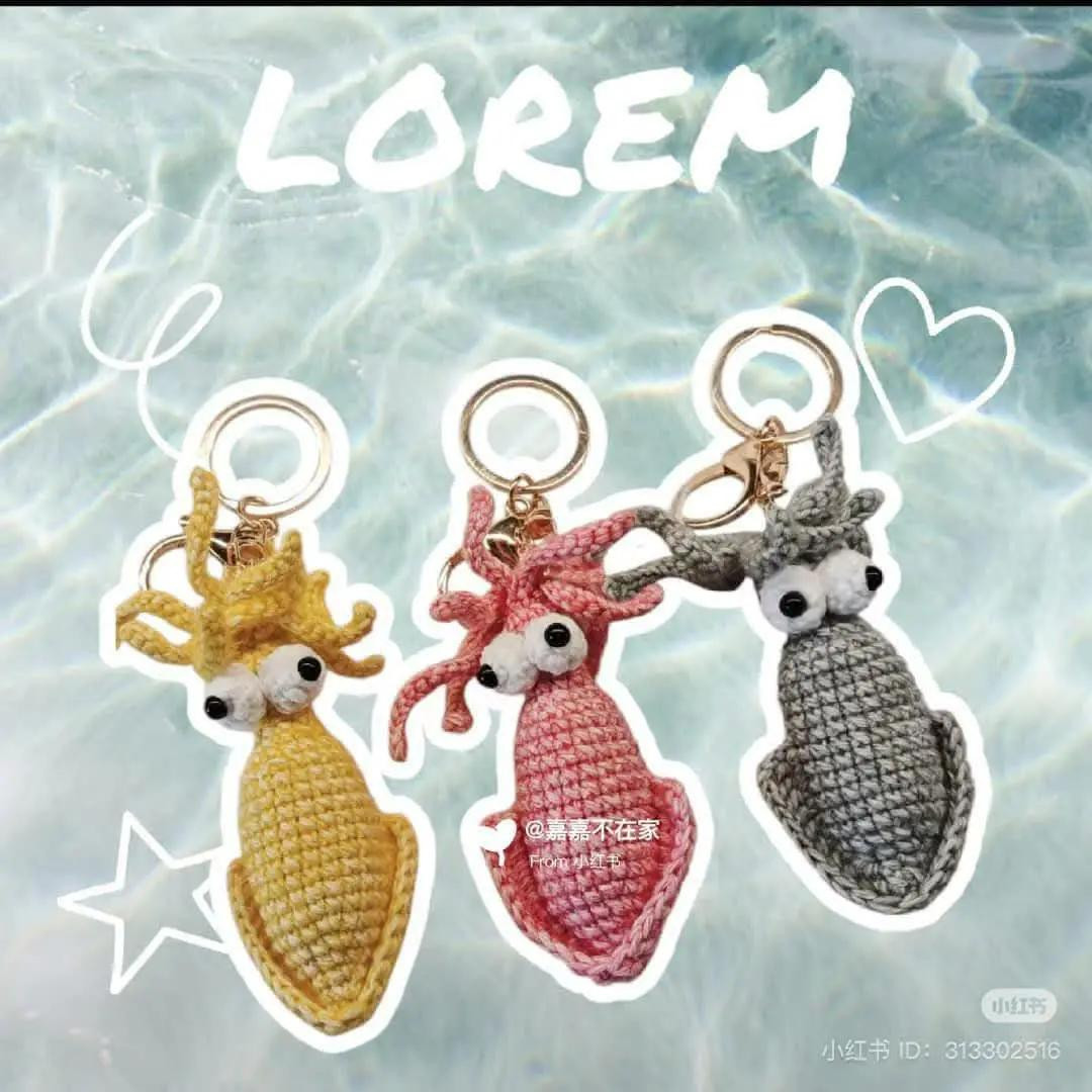 Cute Amigurumi Squid Keychain Crochet Pattern Chart