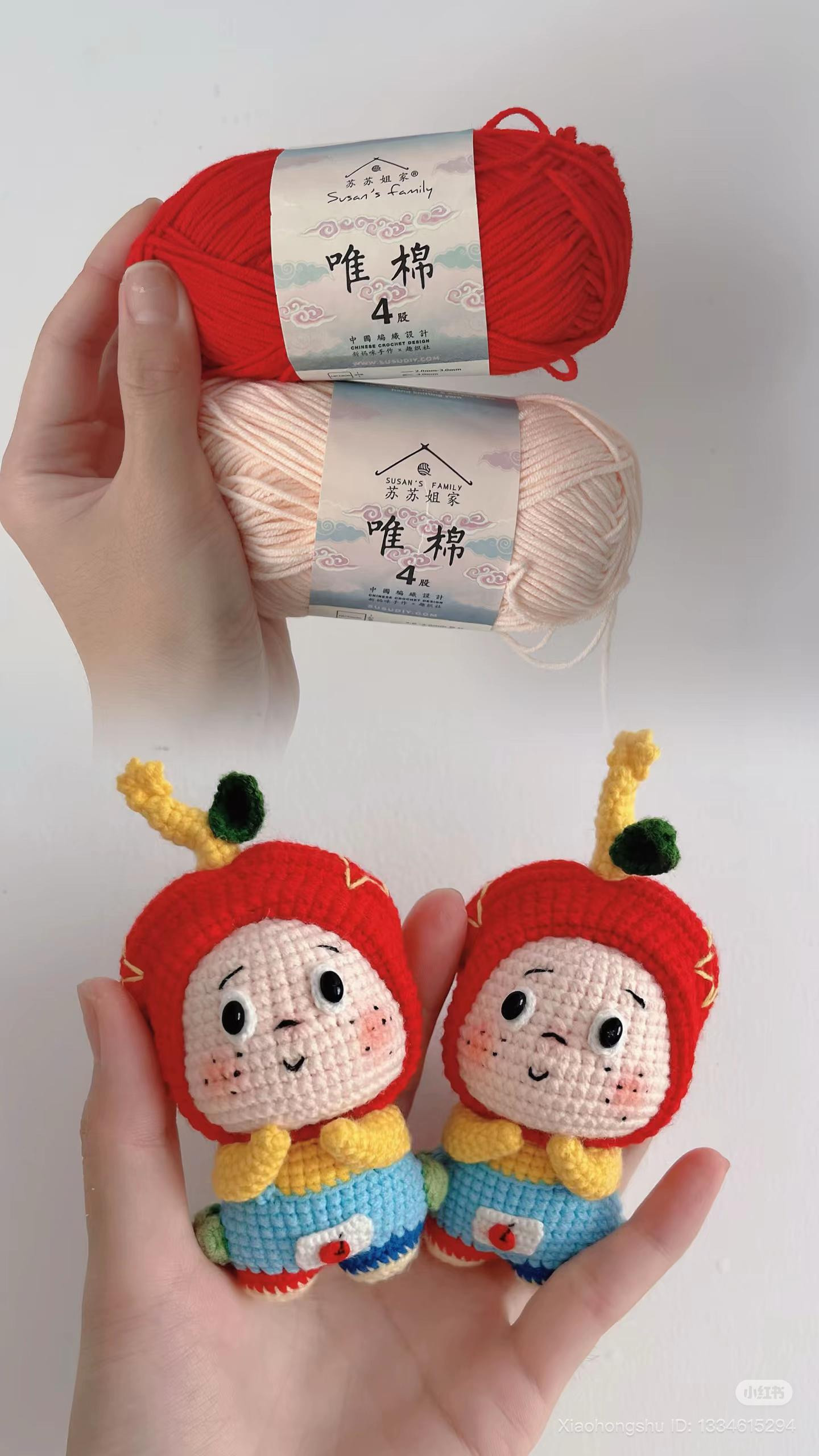 Cute Apple Doll Amigurumi Pattern Chart with Handwritten Instructions