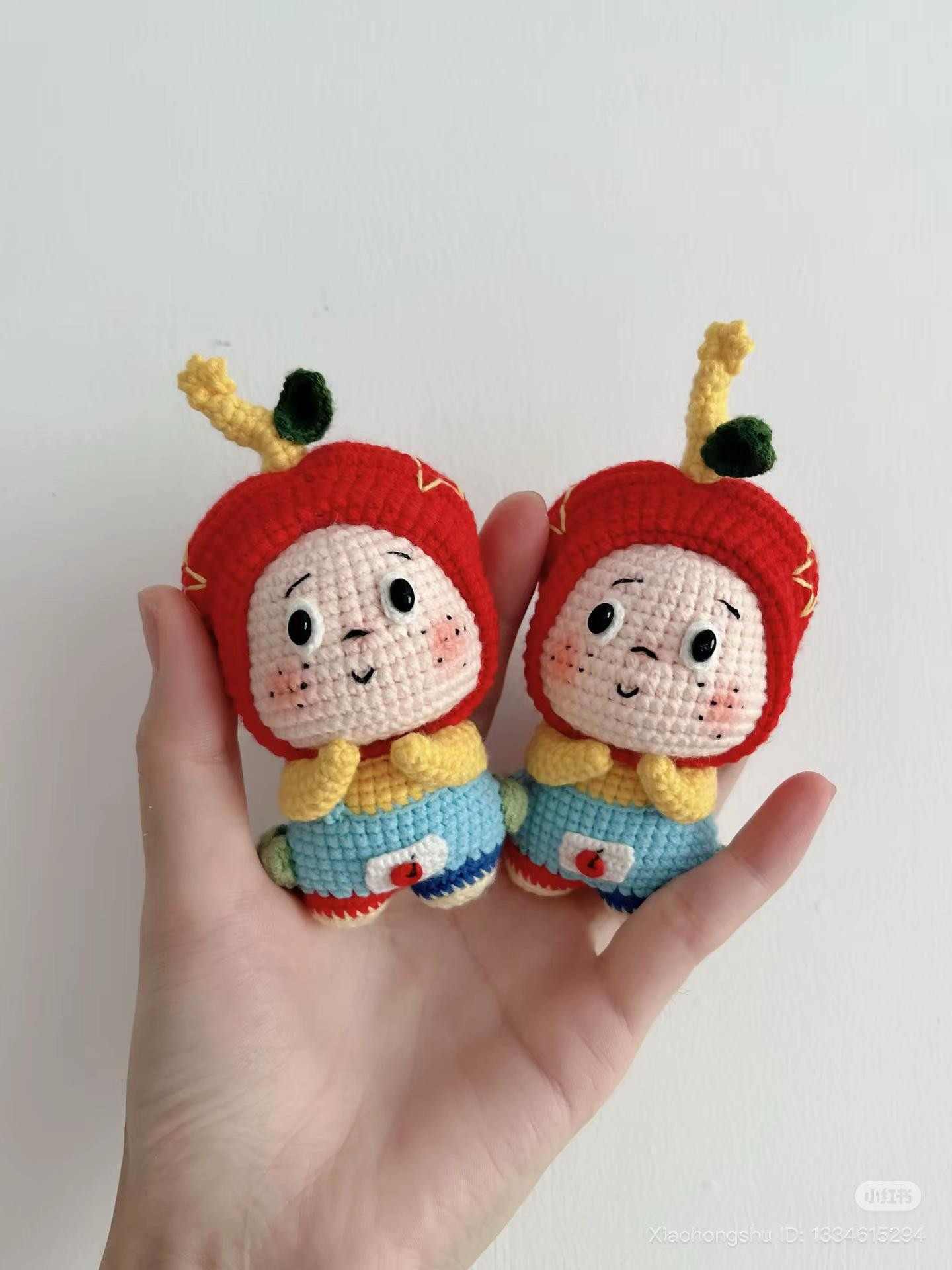 Cute Apple Doll Amigurumi Pattern Chart with Handwritten Instructions