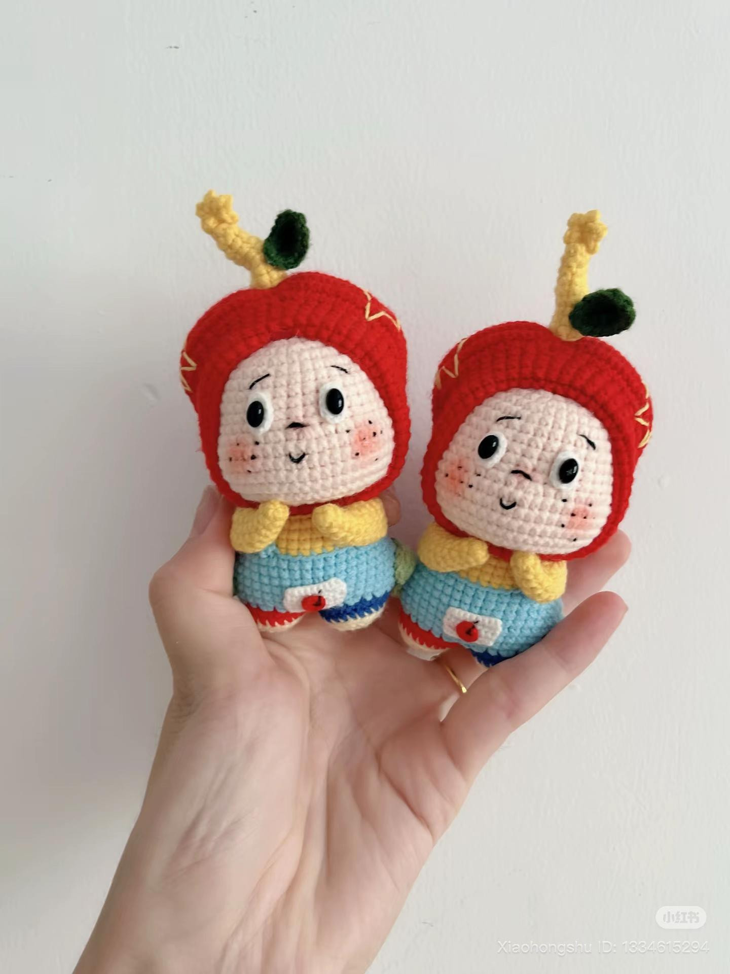 Cute Apple Doll Amigurumi Pattern Chart with Handwritten Instructions