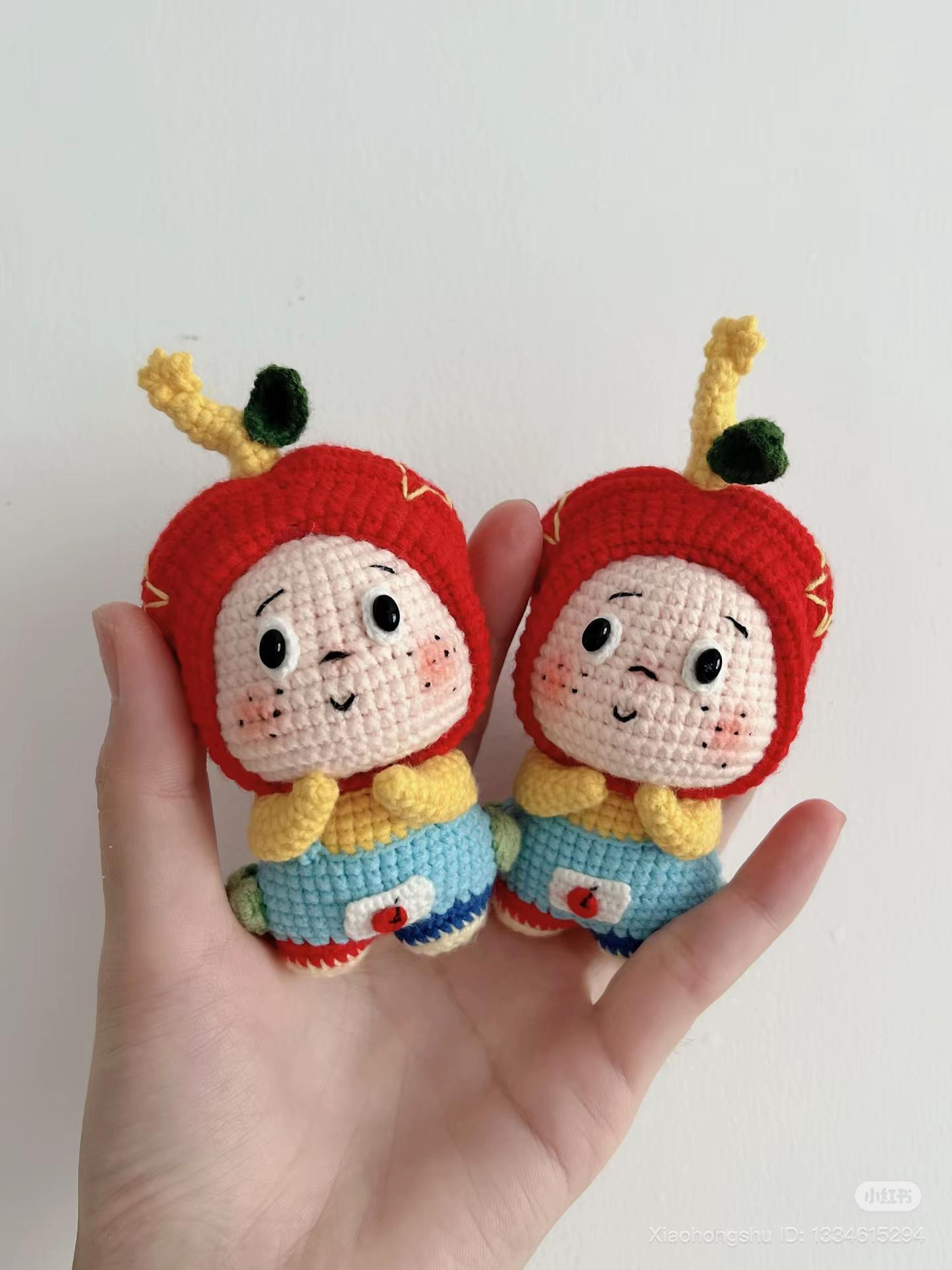 Cute Apple Doll Amigurumi Pattern Chart with Handwritten Instructions