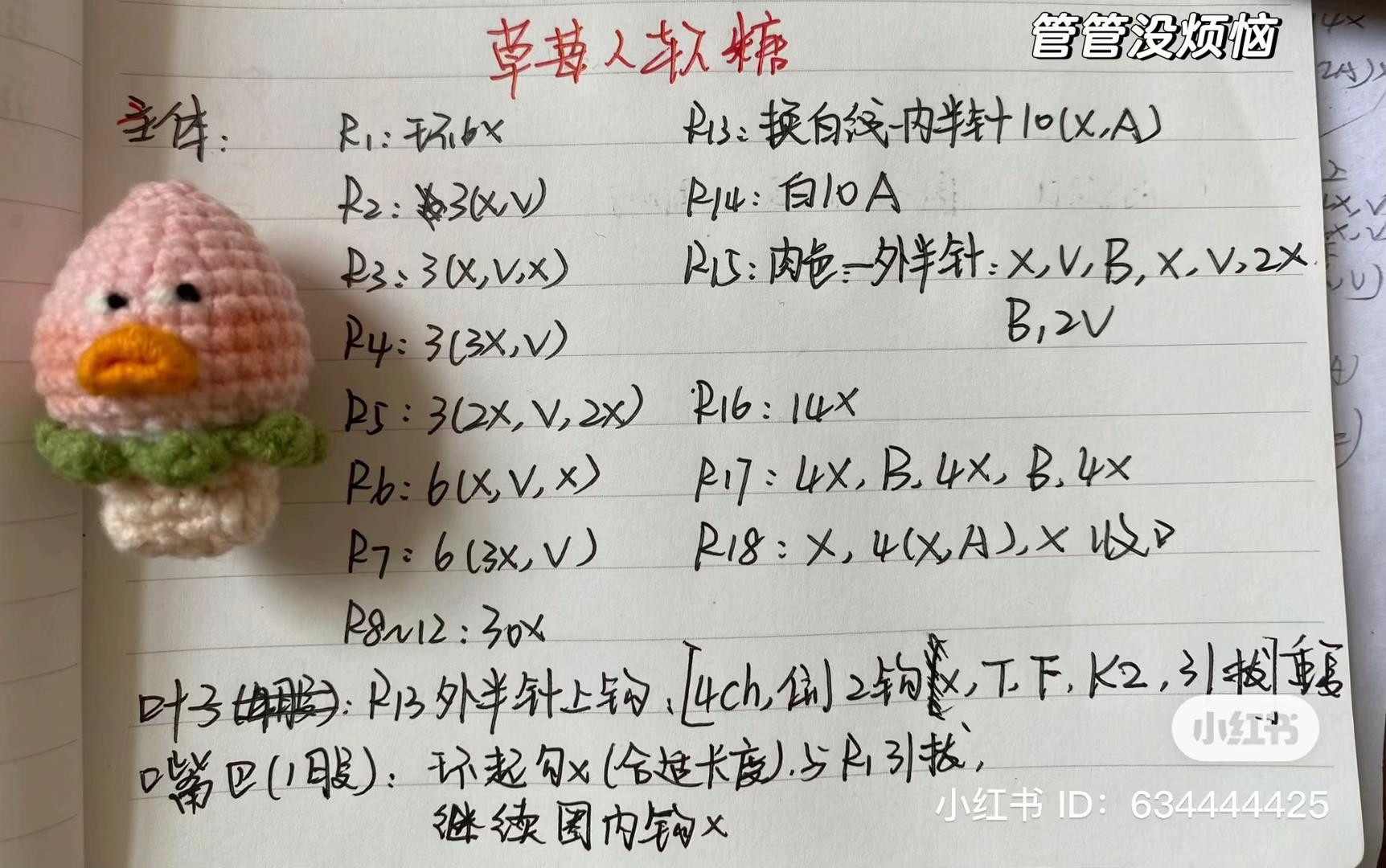 Cute Apple Hamster Crochet Pattern Chart with Step-by-Step Instructions