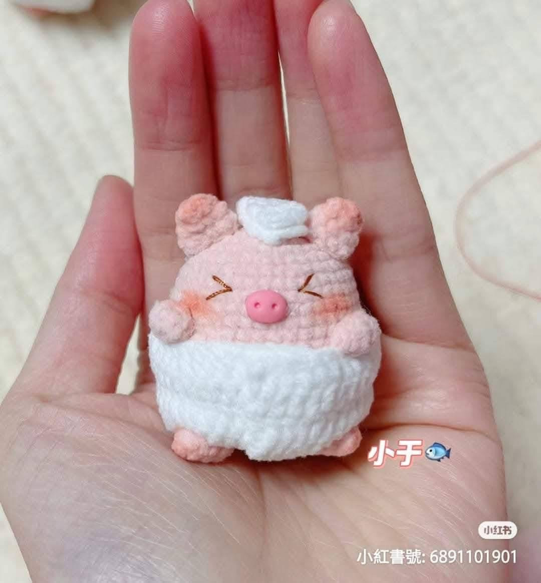 Cute Bathing Pig Amigurumi Crochet Chart