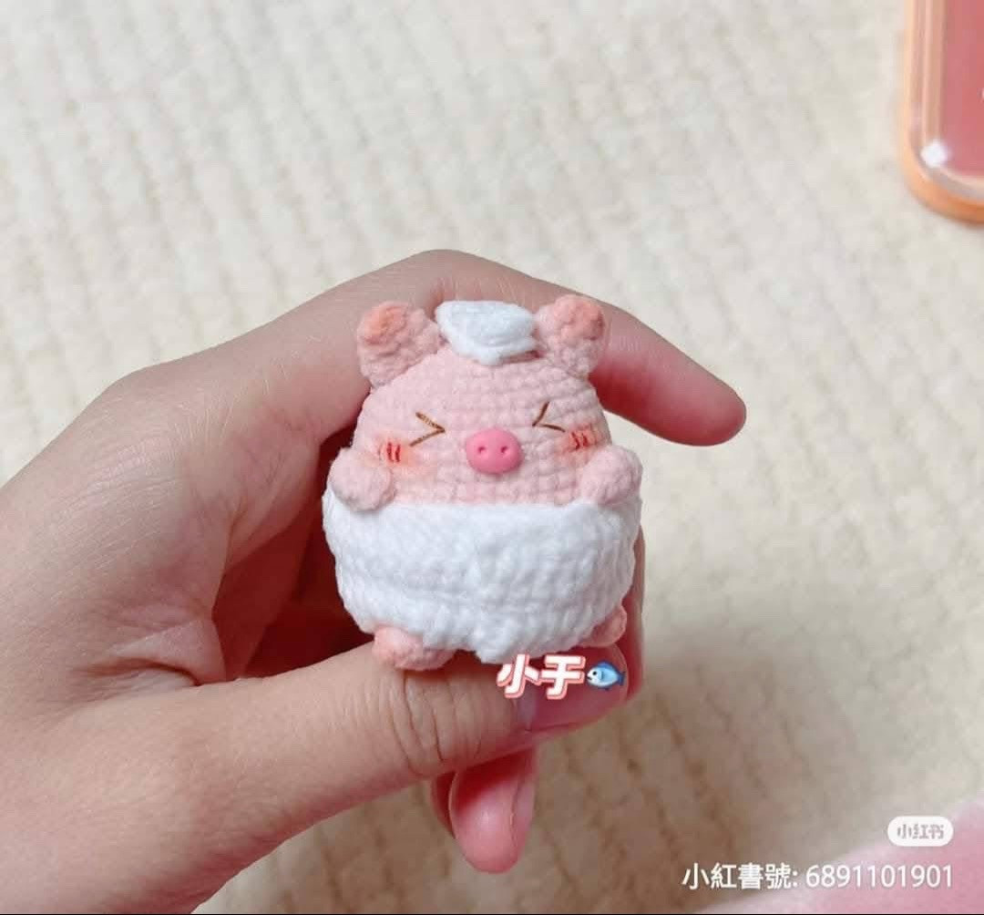 Cute Bathing Pig Amigurumi Crochet Chart