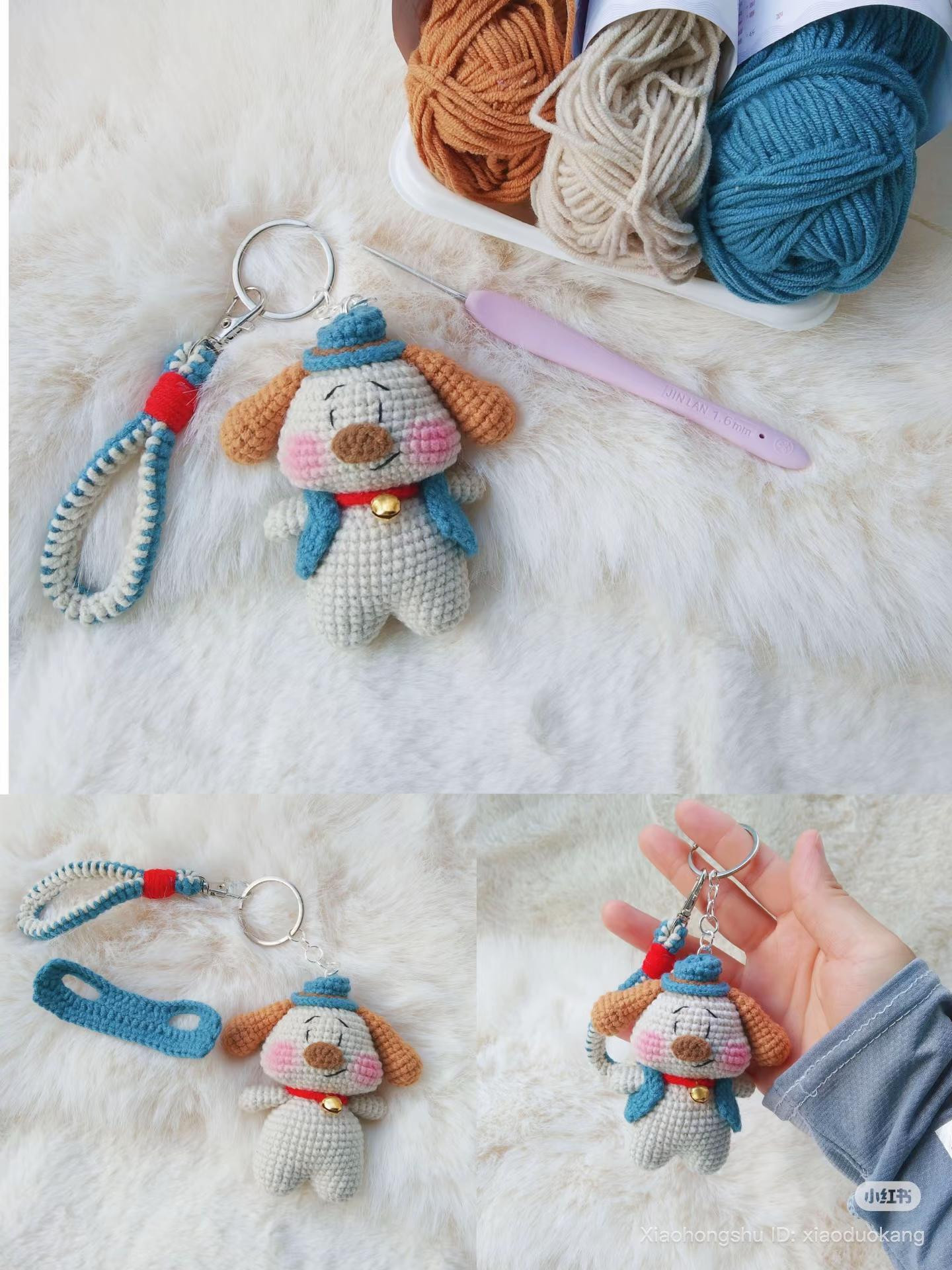 Cute Big Nose Puppy Amigurumi Keychain Pattern