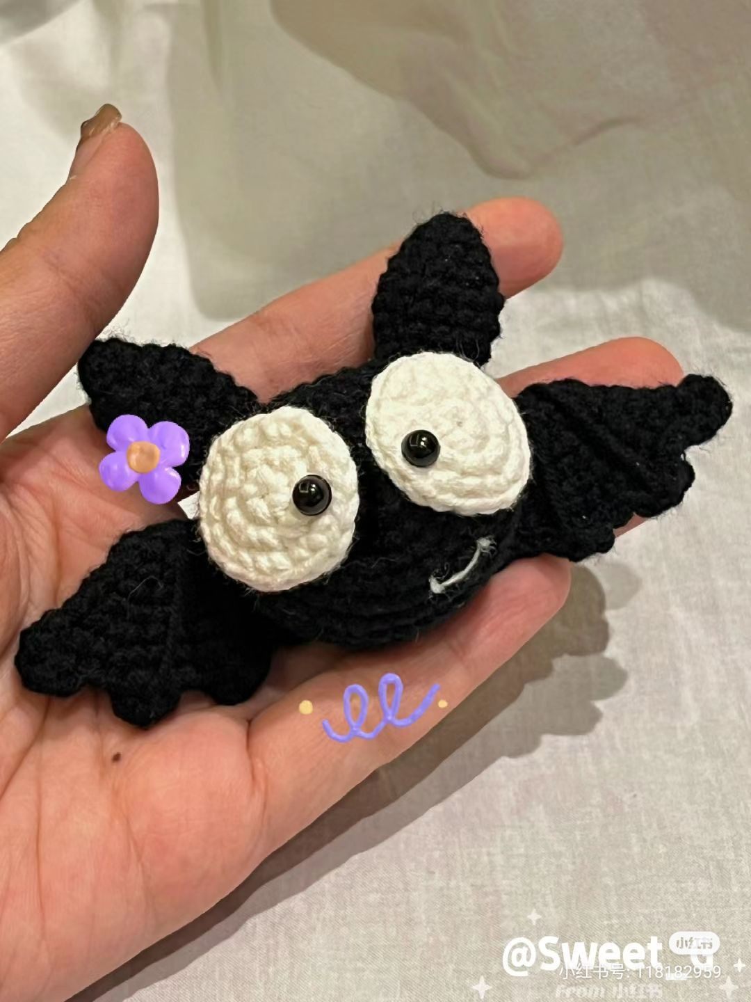 Cute Black Bat Amigurumi Crochet Pattern Chart