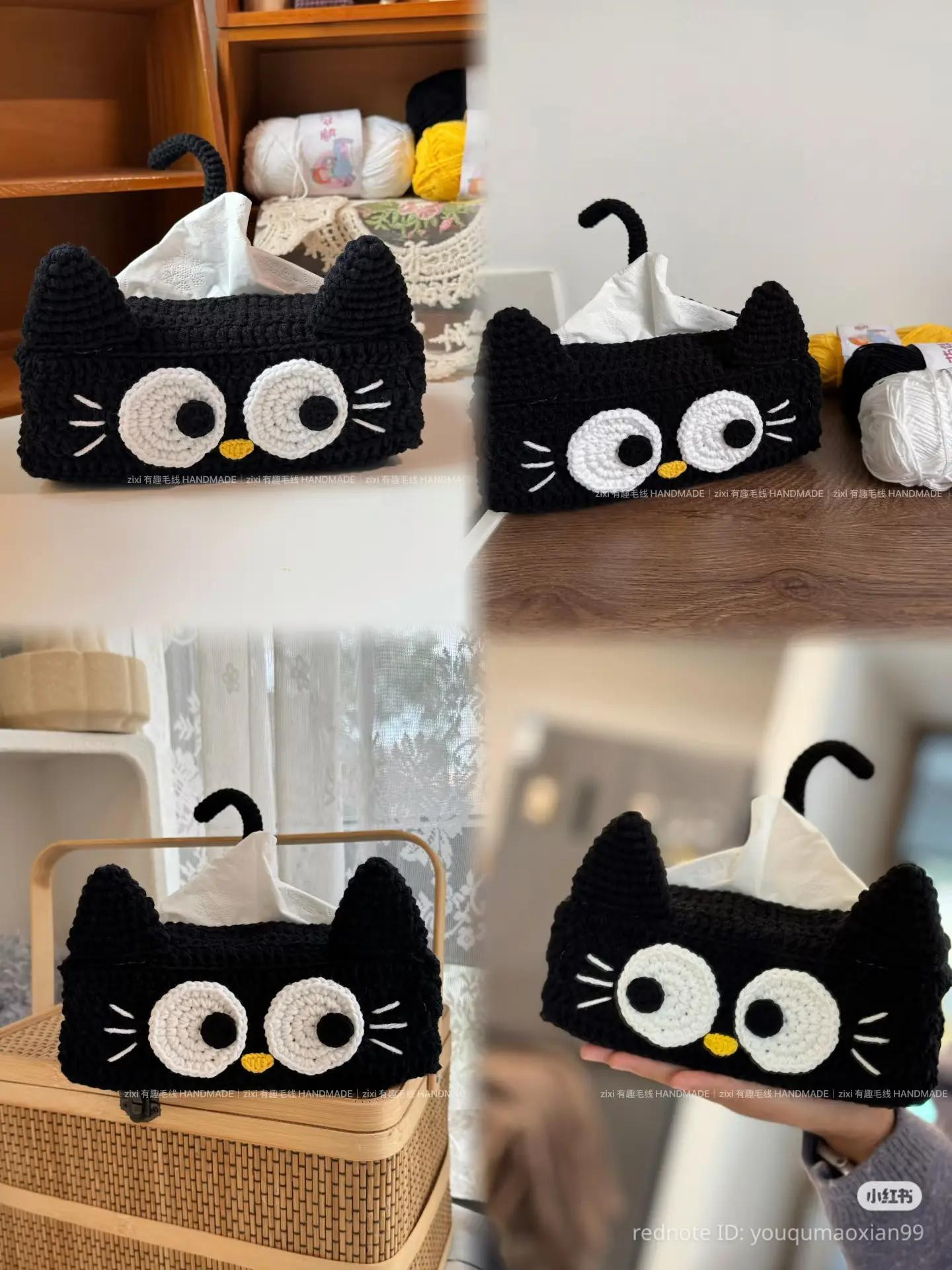 Cute Black Cat Crochet Tissue Box Pattern