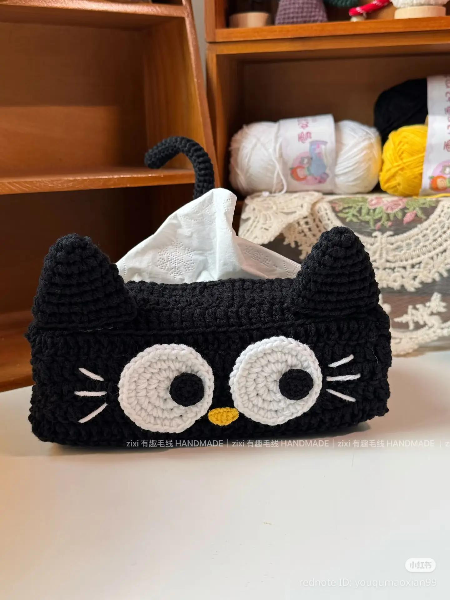 Cute Black Cat Crochet Tissue Box Pattern