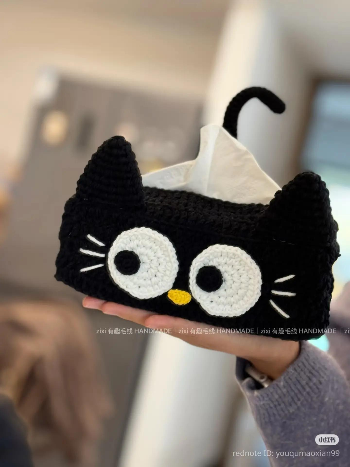 Cute Black Cat Crochet Tissue Box Pattern
