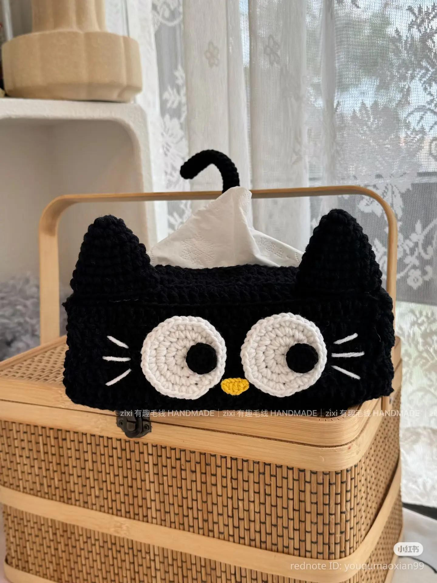 Cute Black Cat Crochet Tissue Box Pattern